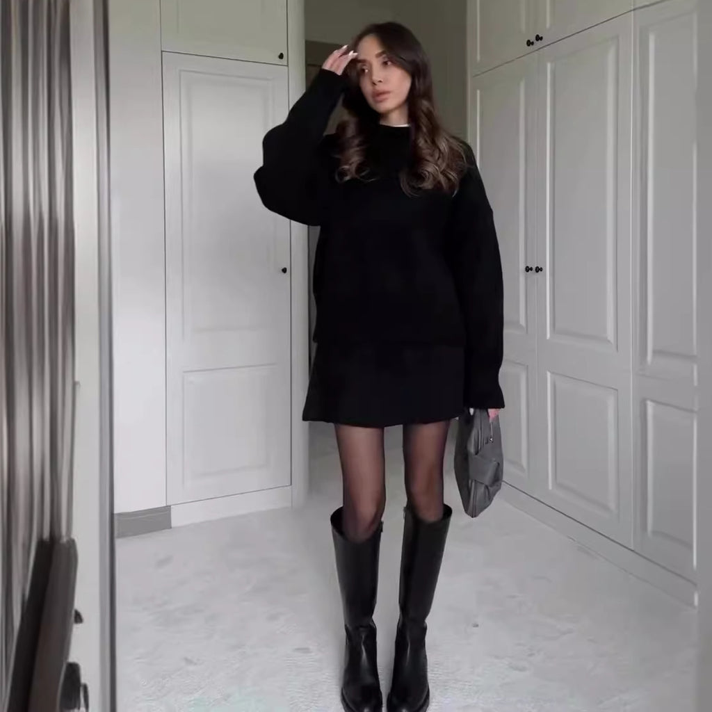 Zweiteiliges Strickset Damen – Pullover & Minirock