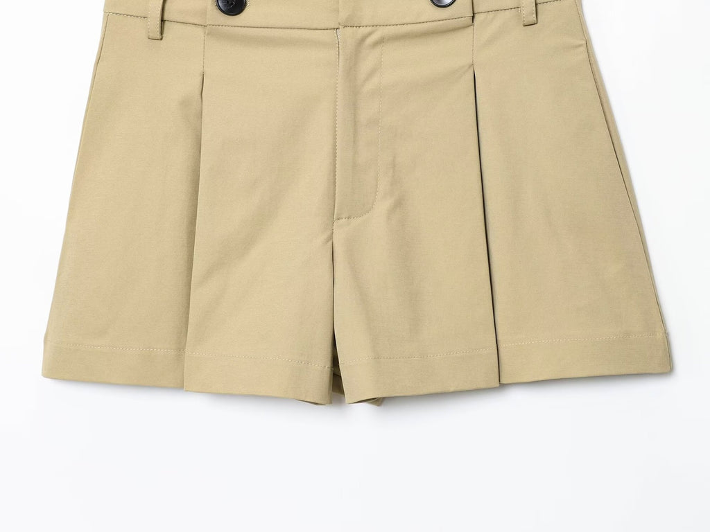 Jacke mit Bindegürtel & High-Waist Shorts