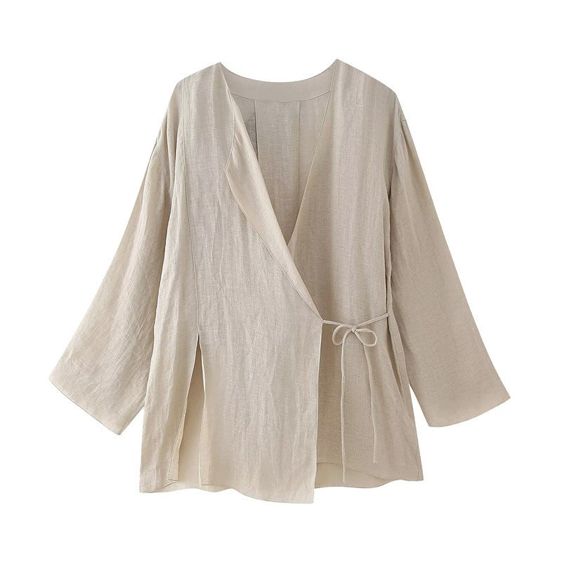 Leinen Zweiteiler Damen – Bluse & Hose Set